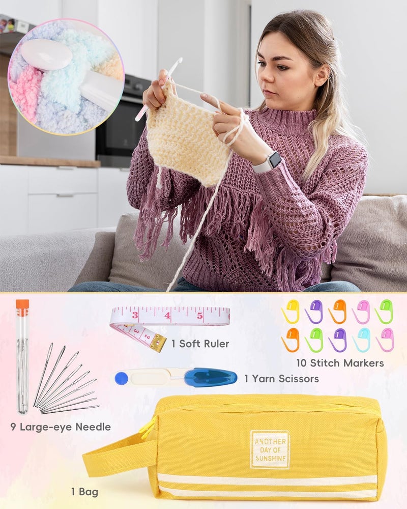 Aeelike Crochet Hooks 8mm, 10mm, 12mm,15mm, 20mm, Ergonomic Crochet Hooks Set with Large Rubber Handle Crocheting Accessories for Chunky Yarn Weaving Blanket DIY Crafts,Ideal Gift - Image 5